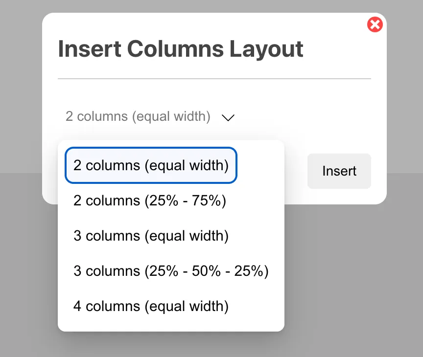Insert Column Layout
